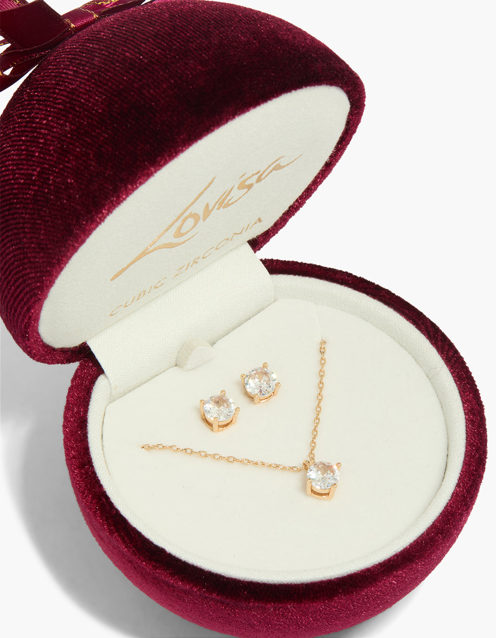 Gold Cubic Zirconia Earrings & Necklace Set