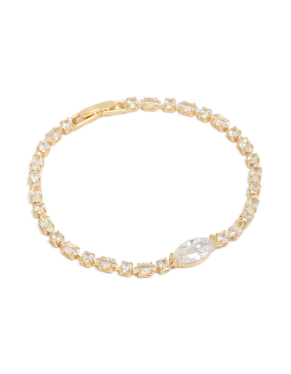 Gold Plated Cubic Zirconia Chunky Tennis Bracelet