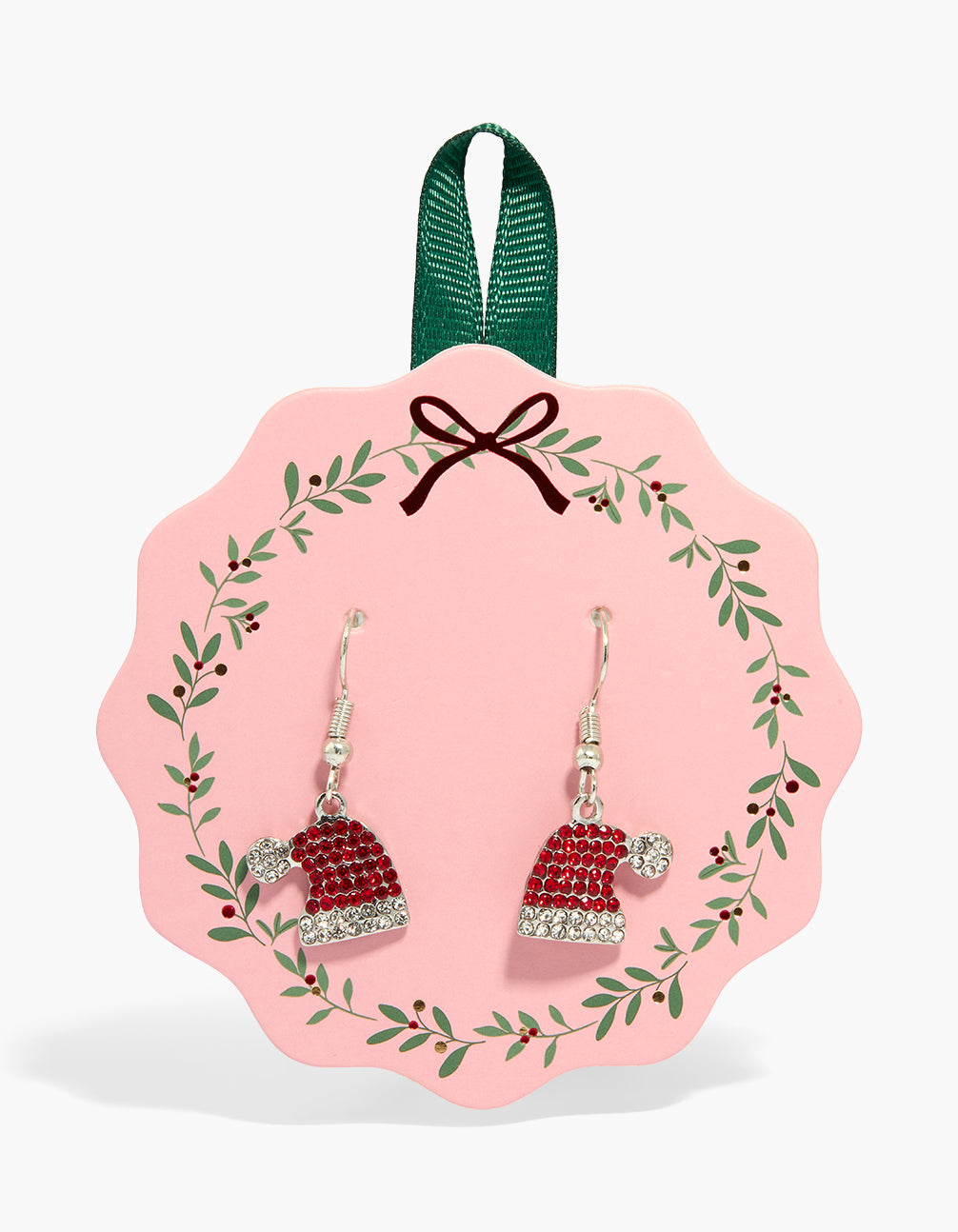 Silver Diamante Santa Hat Earrings