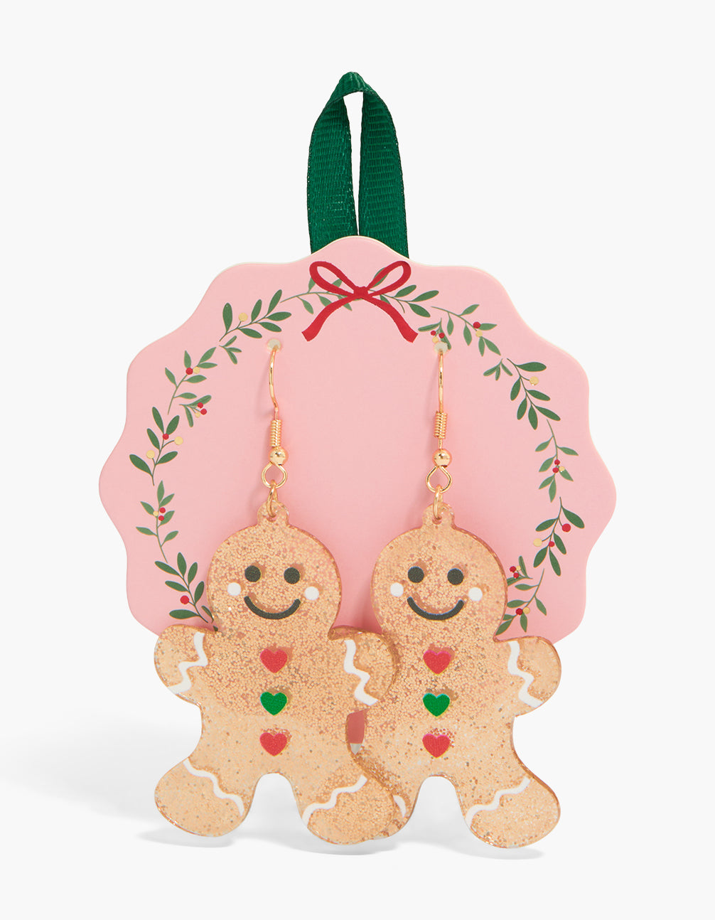 Gold Glitter Gingerbread Men Earrings