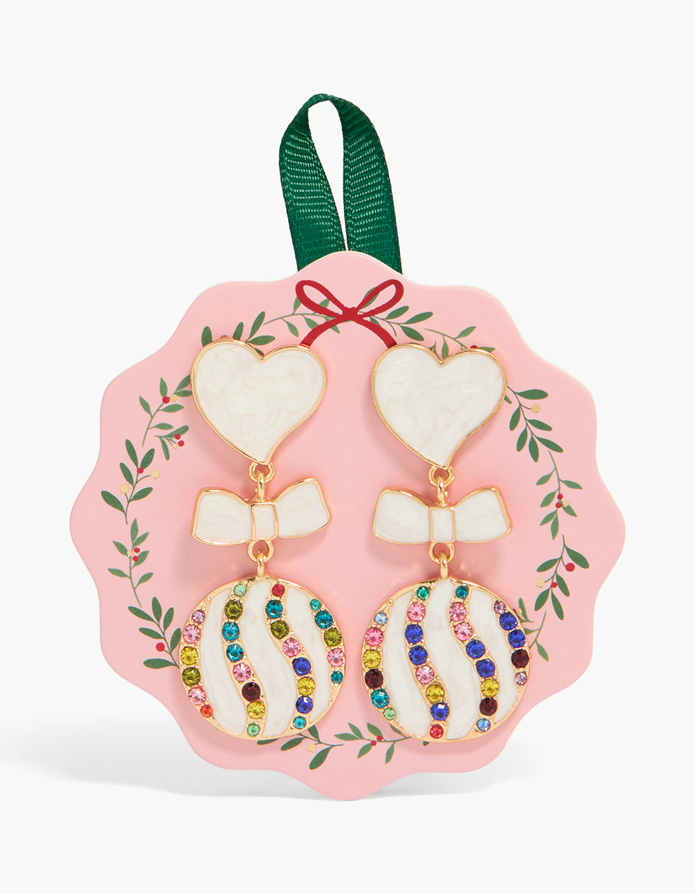 Gold Heart & Multicoloured Bauble Earrings