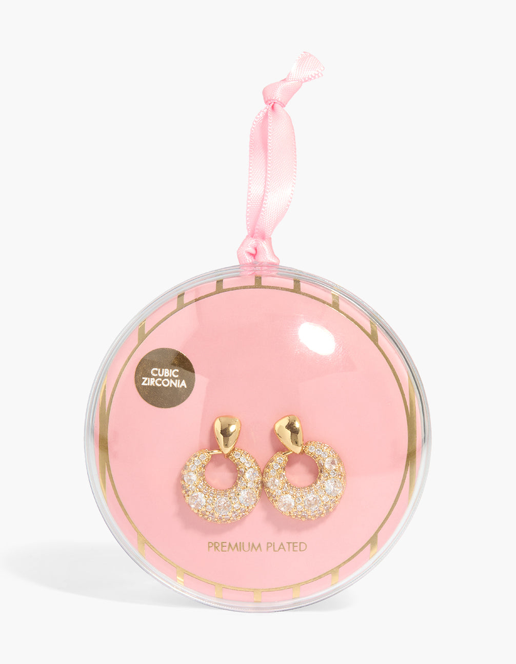 Gold Plated Cubic Zirconia Round Earrings