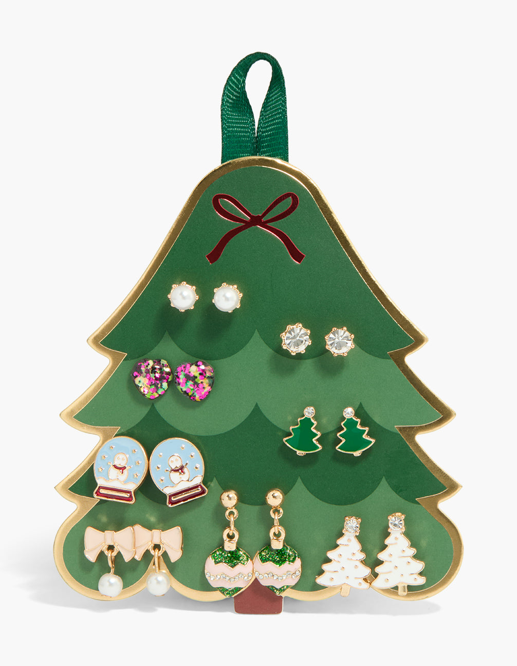 Gold Snow Globe & Bauble Earrings 8-Pack