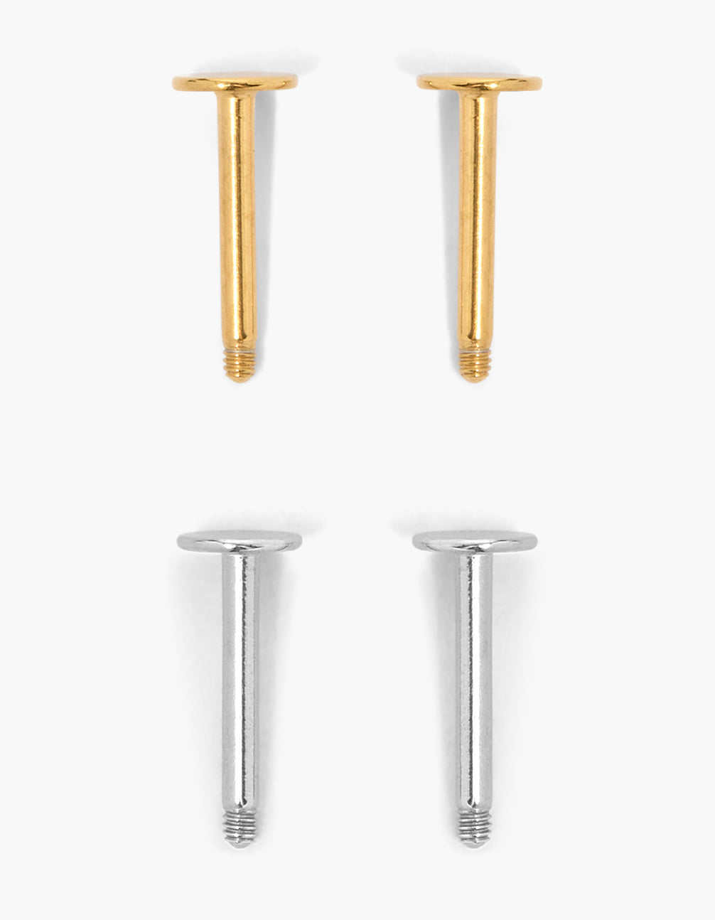 Mixed Metal Plated Surgical Steel Flat Back Posts 4-Pack