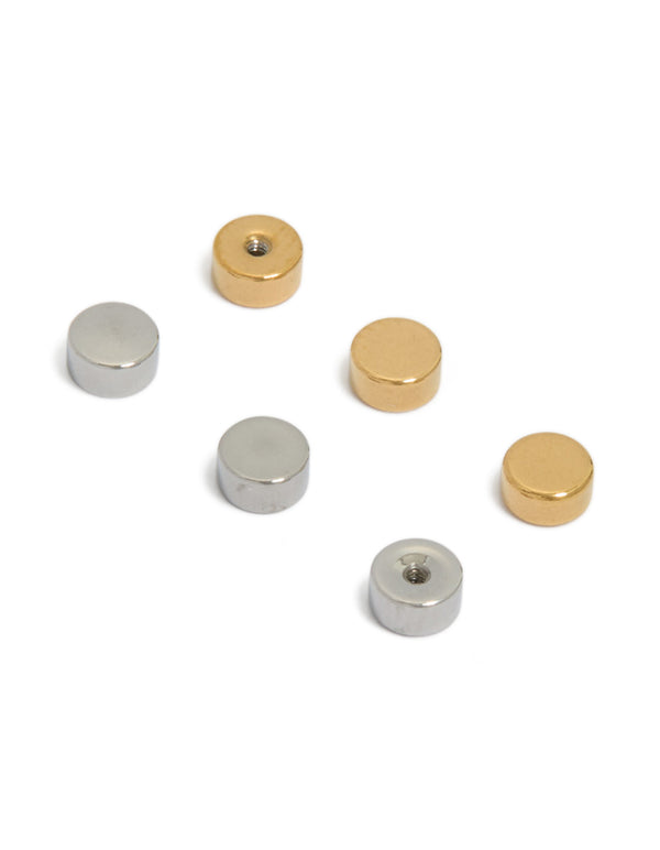 Mixed Plated Surgical Steel Flat Back Screw Earring Backs 6-Pack