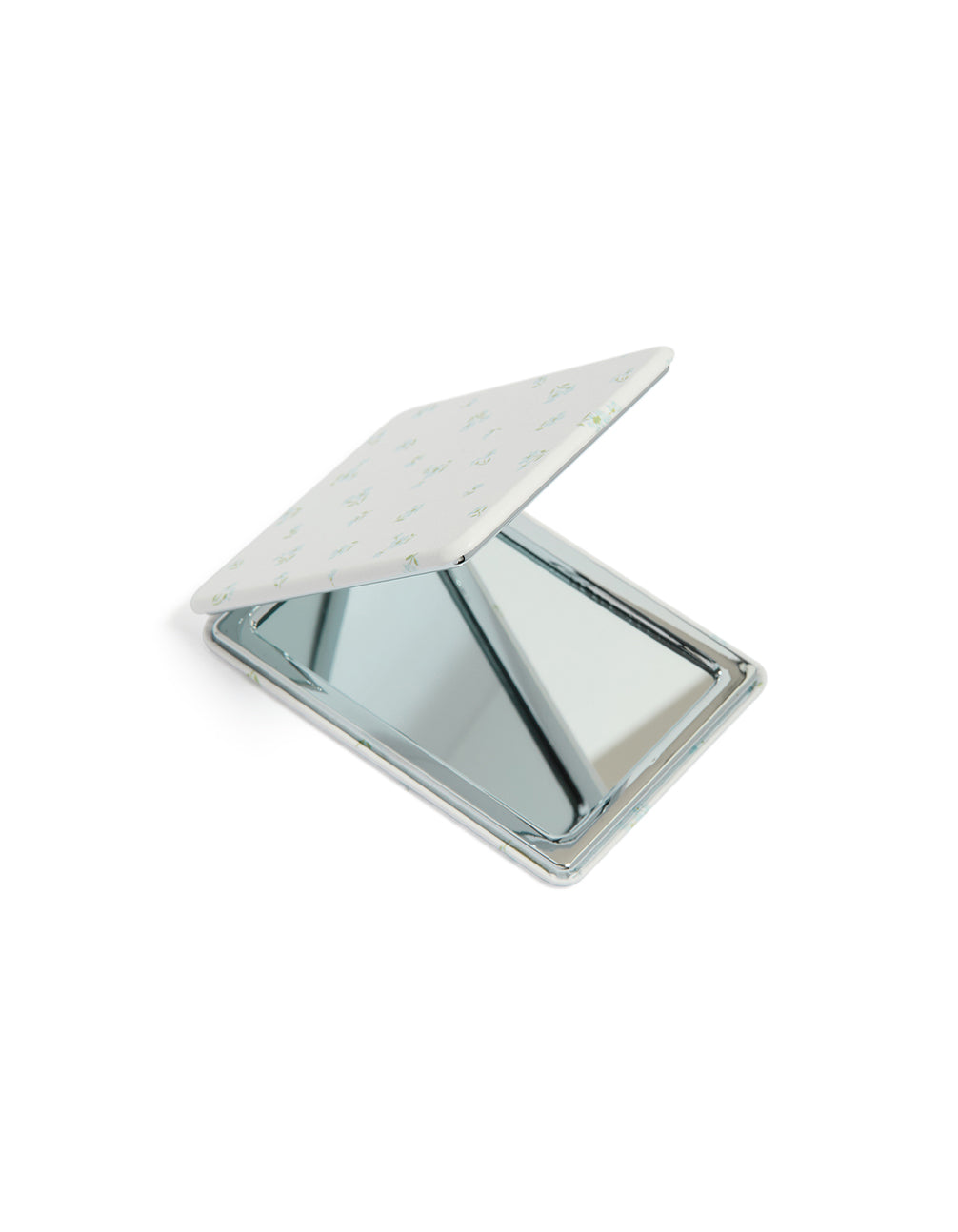 White Blue Bow Printed Rectangle Compact Mirror