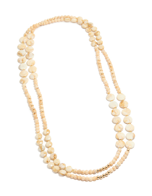 Cream Acrylic Beaded Layered Necklace