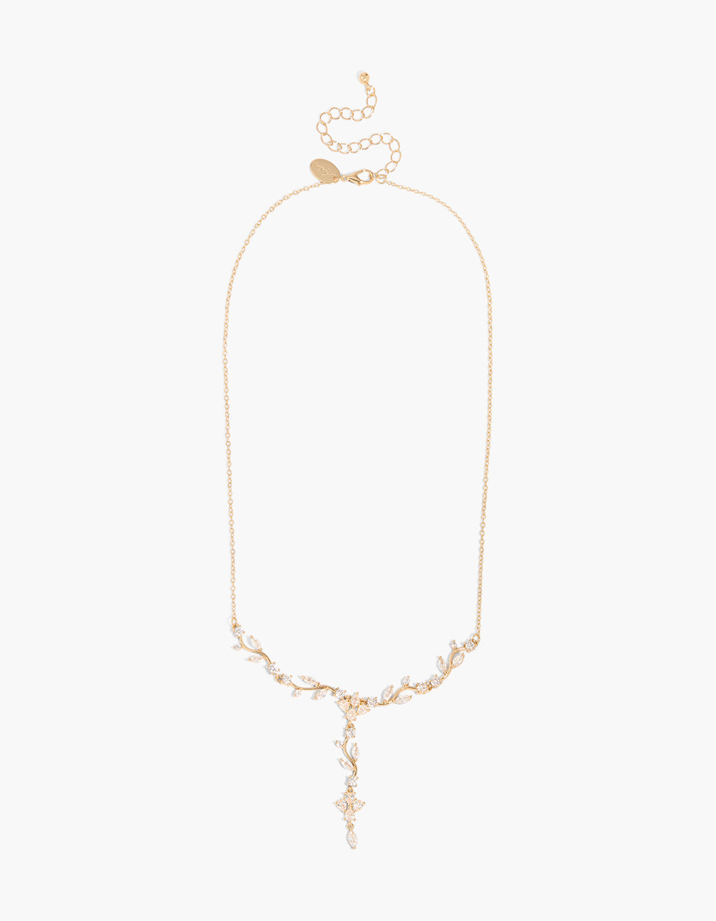 Gold Plated Cubic Zirconia Vine Detail Y-Necklace