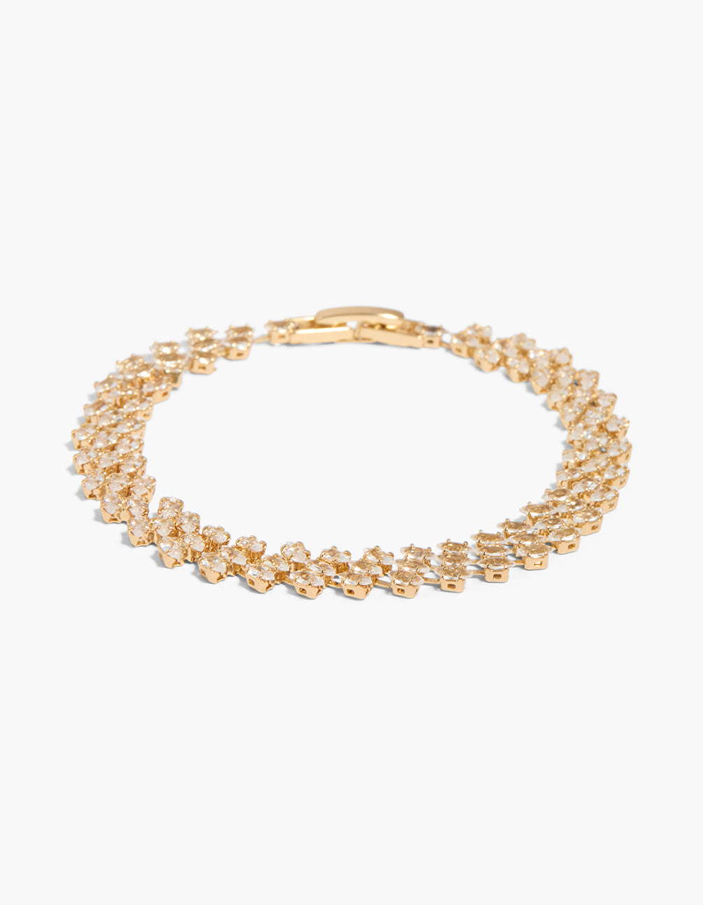Gold Plated Cubic Zirconia Vine Zigzag Bracelet
