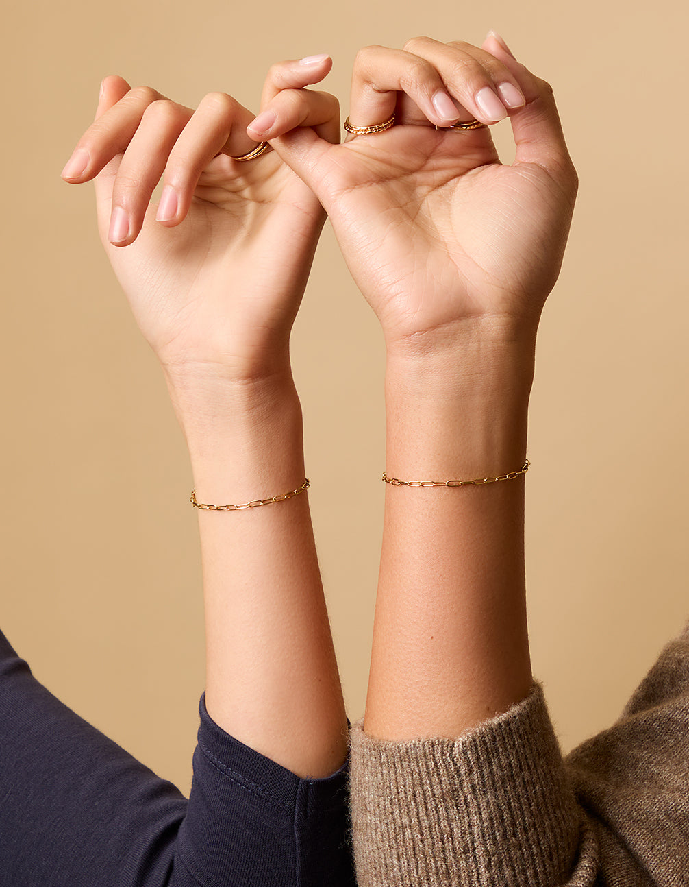 Waterproof Gold Plated Surgical Steel Paperclip Permanent Bracelets 2 Pack