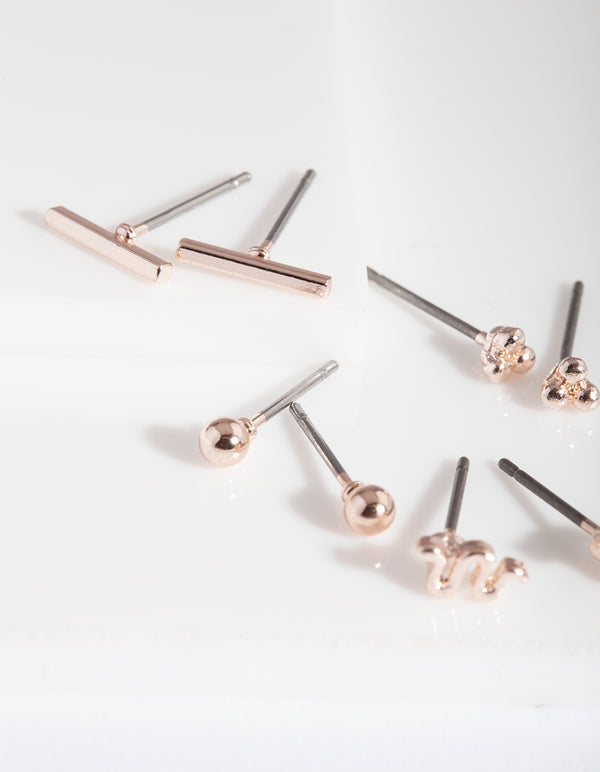 Rose Gold Snake Mix Earring 5-Pack