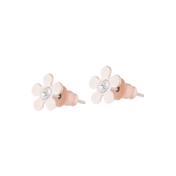 Rose Gold 70's Diamante Flower Stud Earrings