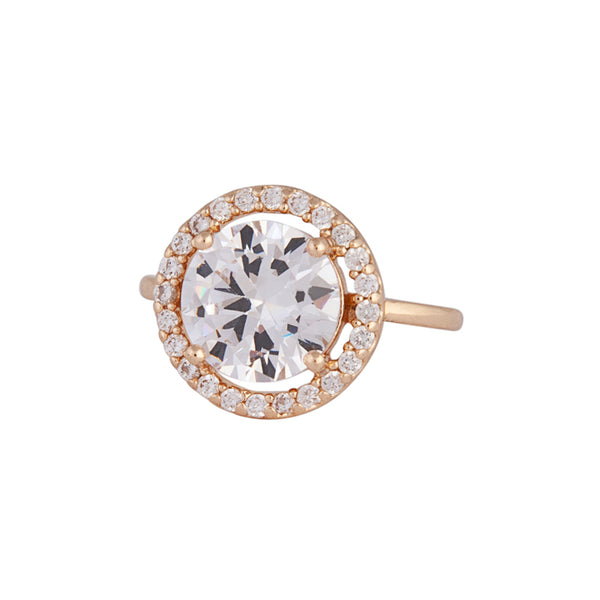 Gold Cubic Zirconia Round Surround Ring