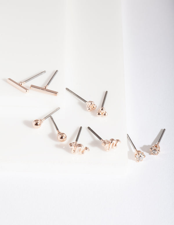 Rose Gold Snake Mix Earring 5-Pack