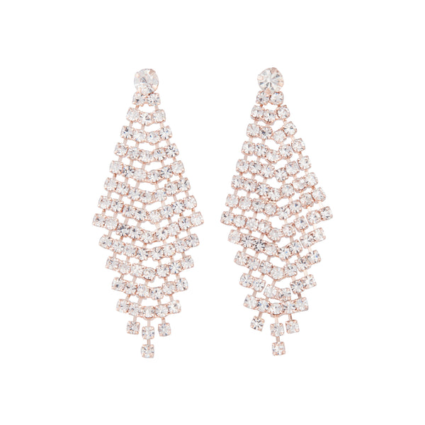 Rose Gold Tier Diamante Drop Earrings