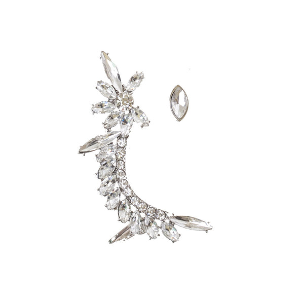 Silver Tone Diamante Navette Vine Ear Cuff & Stud