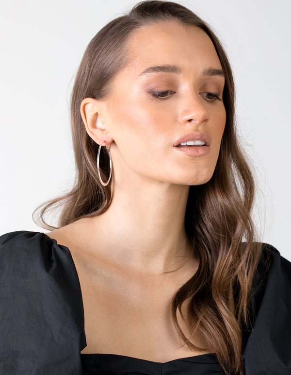 Silver Flat Edge 5cm Hoop Earrings