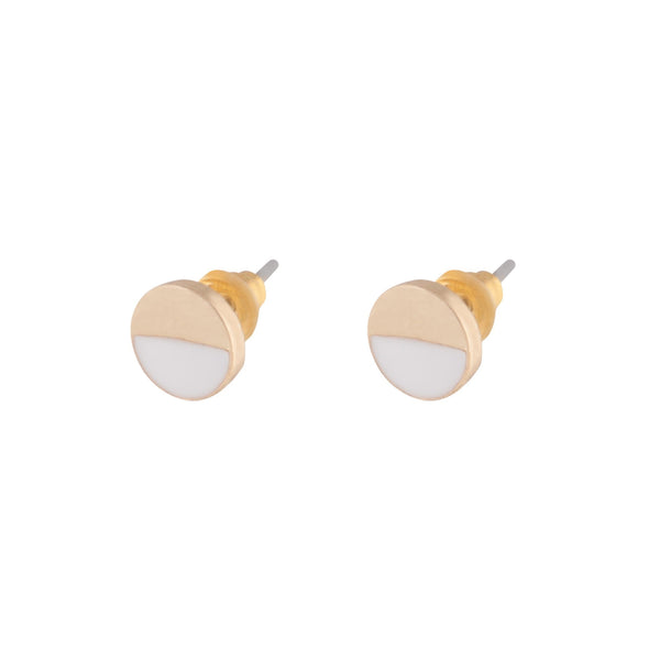 White Enamel Half Disc Earrings