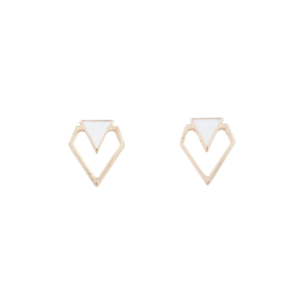 White & Gold Mini Geometric Stud