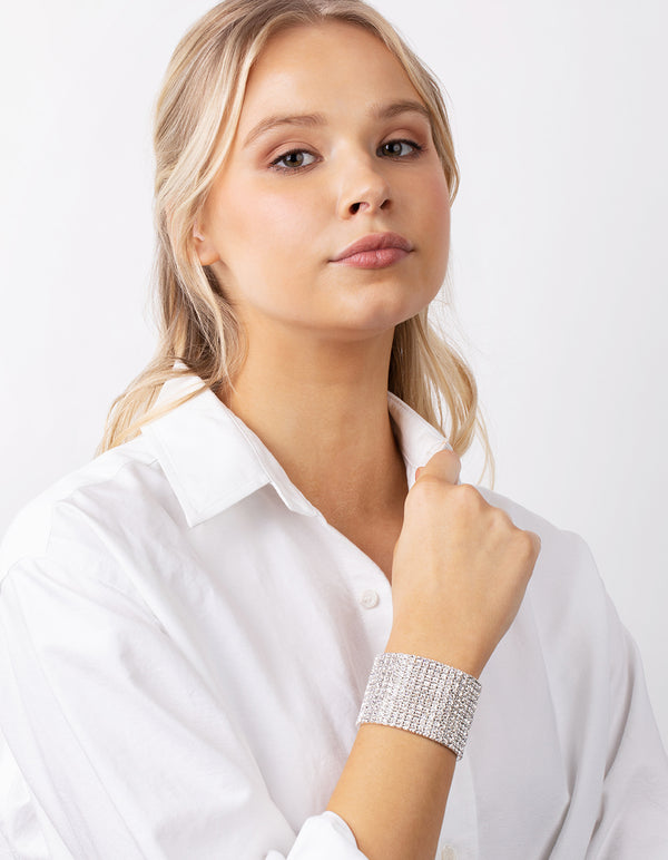 Silver Stretch Diamante Bracelet