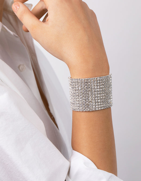 Silver Stretch Diamante Bracelet