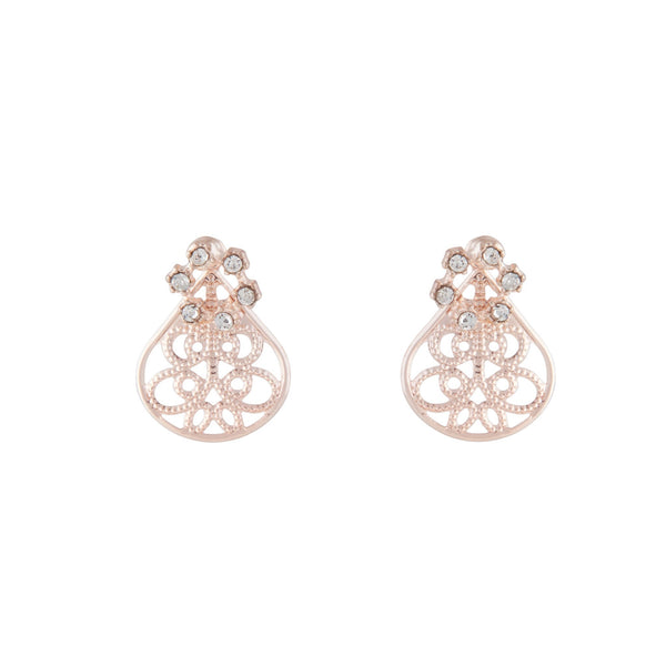 Rose Gold Filigree Sandwich Stud Earrings