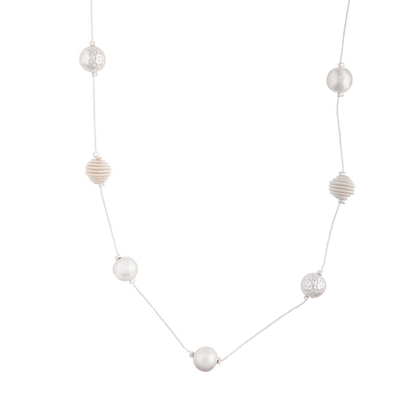 Mixed Silver Ball Station Necklace