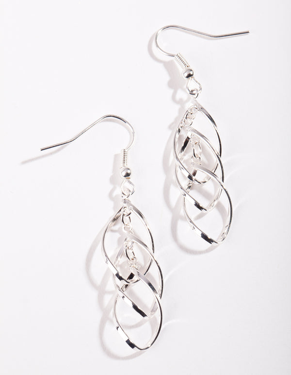 Silver Weave Leaf Earrings
