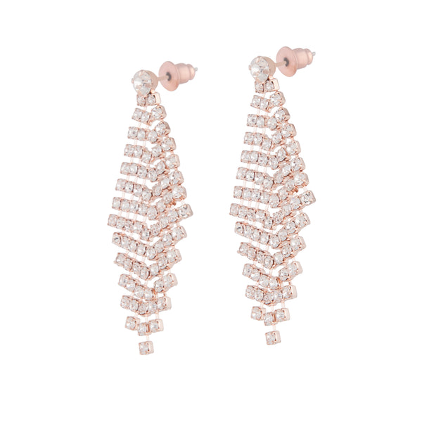 Rose Gold Tier Diamante Drop Earrings
