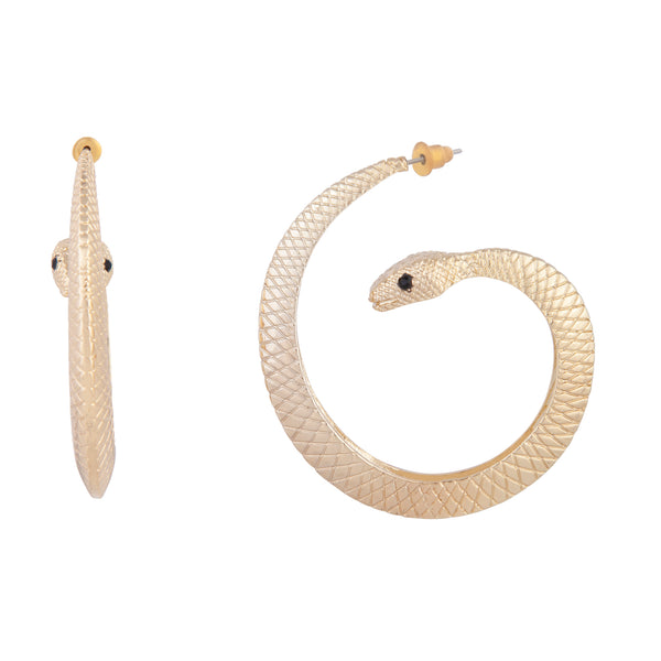 Gold Texture Snake Statement Earrings