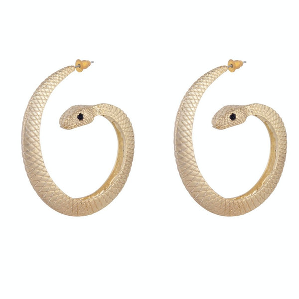 Gold Texture Snake Statement Earrings