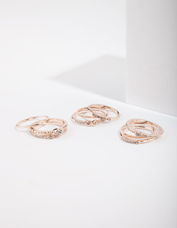 Rose Gold Eternal Diamante Ring Pack