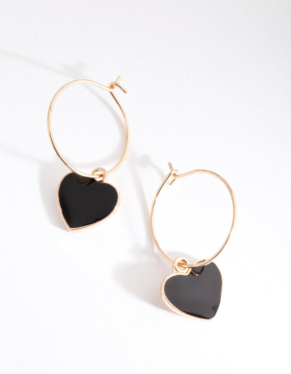 Gold Heart Drop Earrings