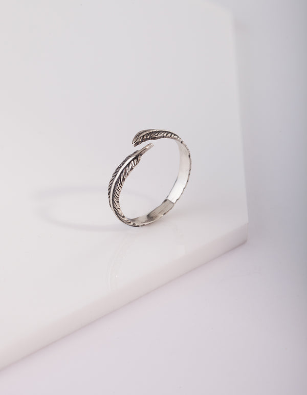 Sterling Silver Feather Band Ring