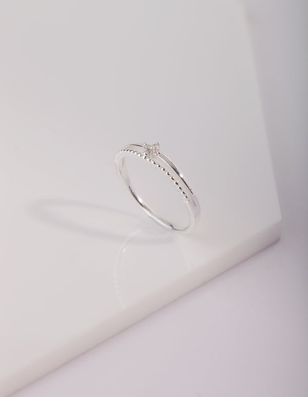 Sterling Silver Cubic Zirconia Layer Ring