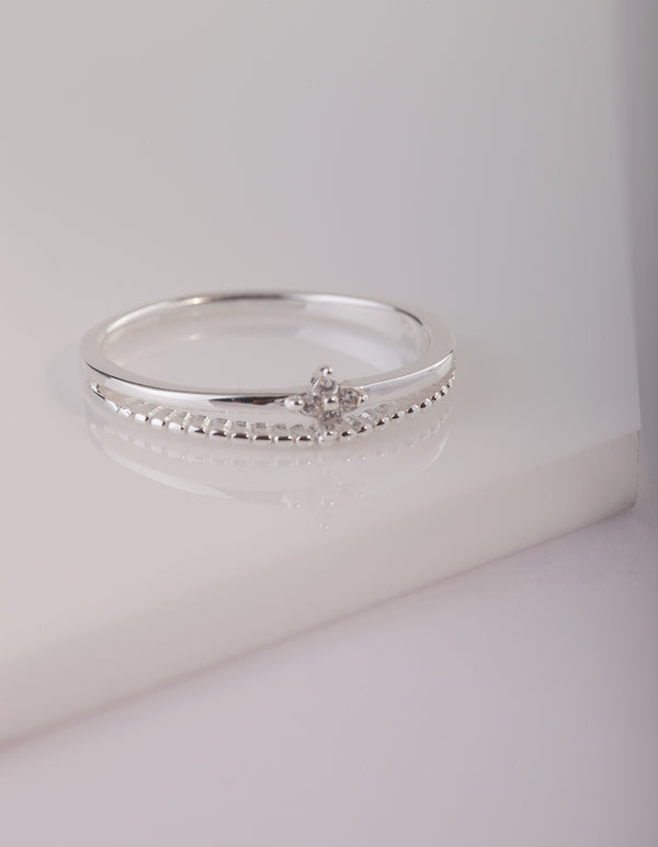 Sterling Silver Cubic Zirconia Layer Ring