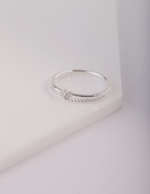 Sterling Silver Cubic Zirconia Layer Ring