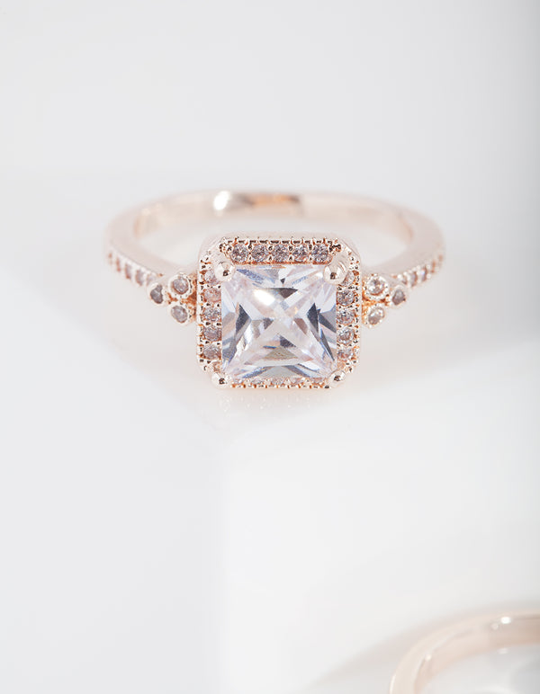 Rose Gold Engagement Mini Ring Stack