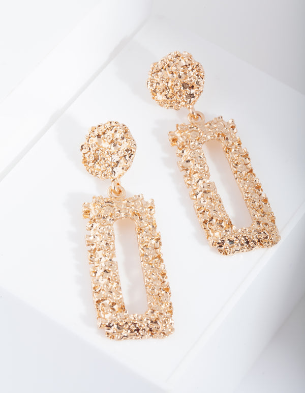 Textured Small Rectangular Earrings