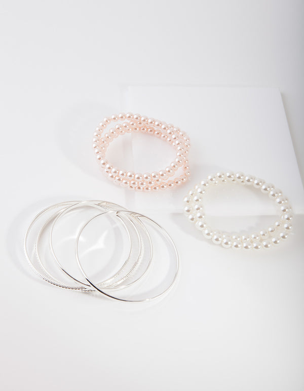 Kids SIlver Pearl Baby Mixed Bracelet