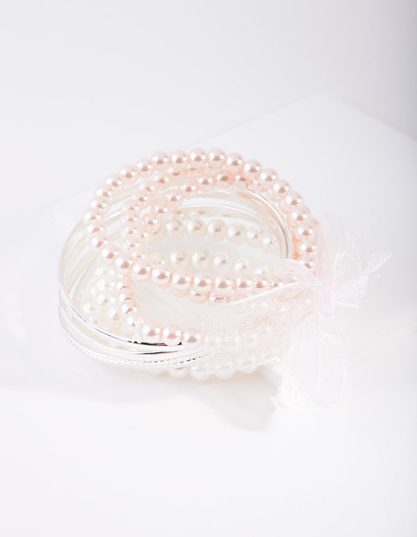 Kids SIlver Pearl Baby Mixed Bracelet