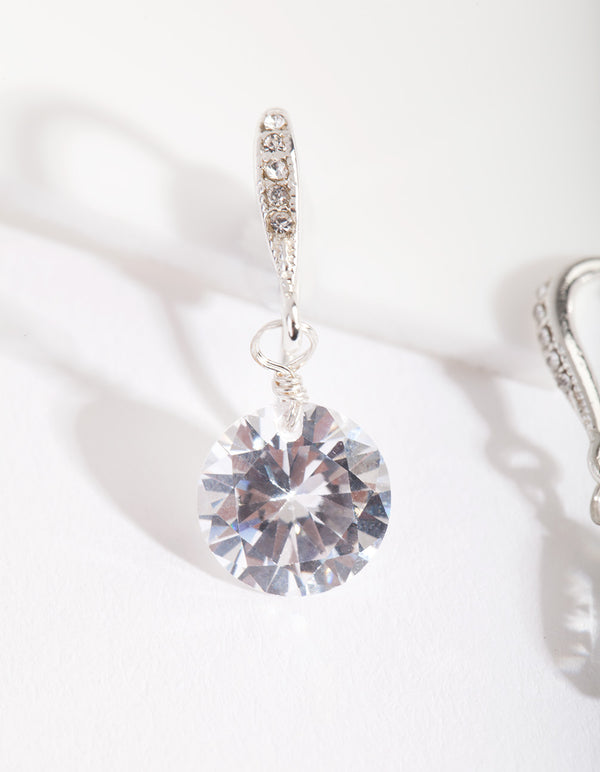 Silver Cubic Zirconia Classic Diamante Drop Earrings