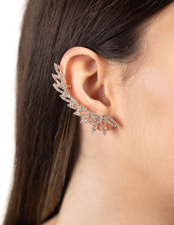 Rose Gold Diamante Leaf Ear Cuff