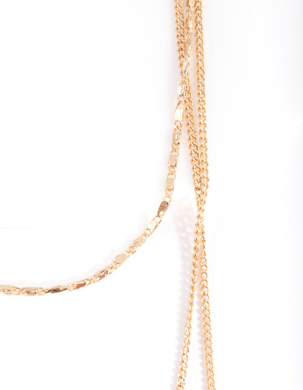 Gold Medallion Multi Layered Necklace
