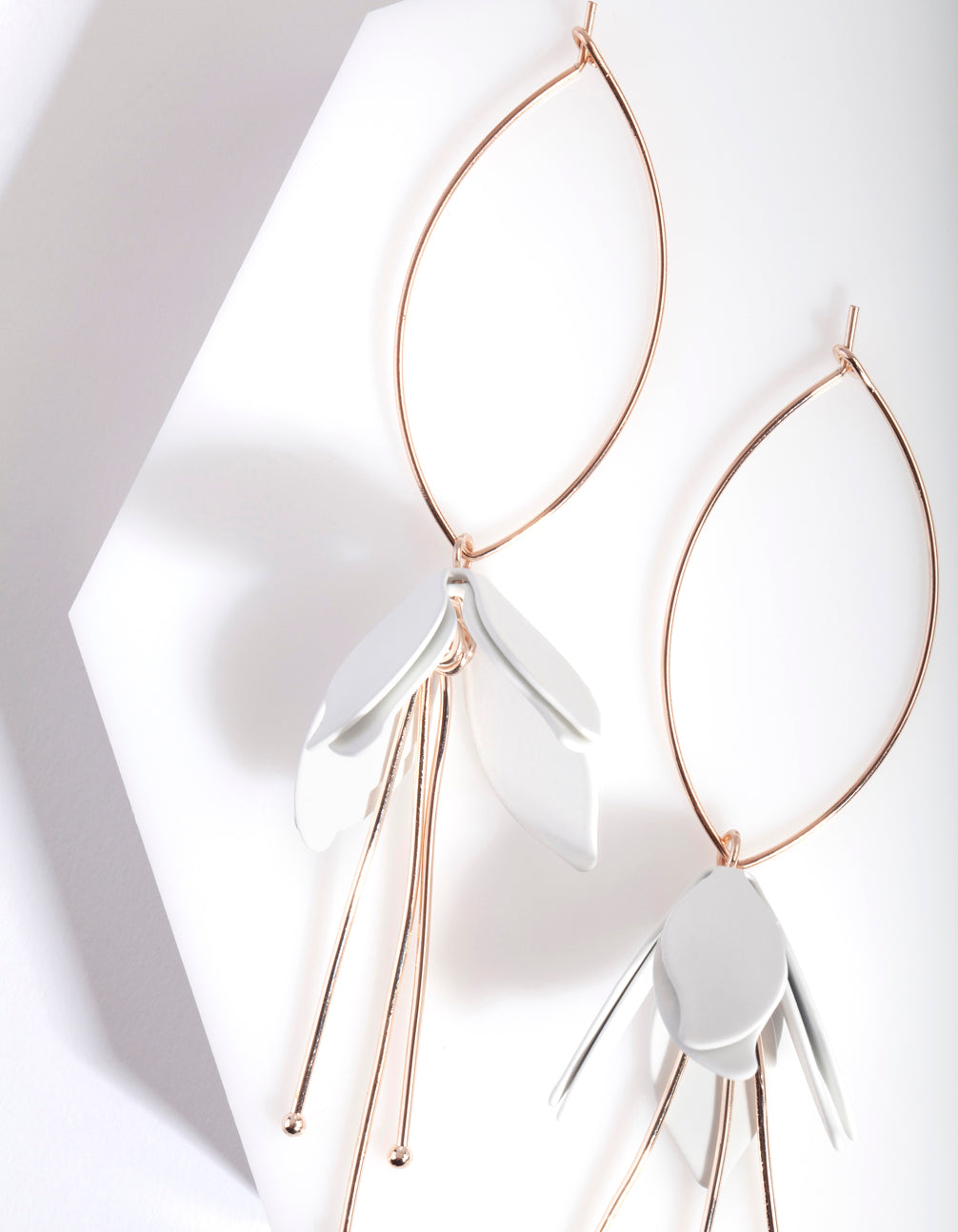Rose Gold Coated Flower Drop Earrings