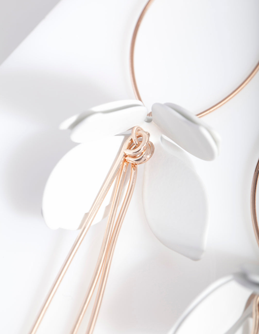 Rose Gold Coated Flower Drop Earrings