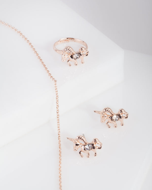Kids Swarovski Crystal Gold Unicorn Mixed Gift Set