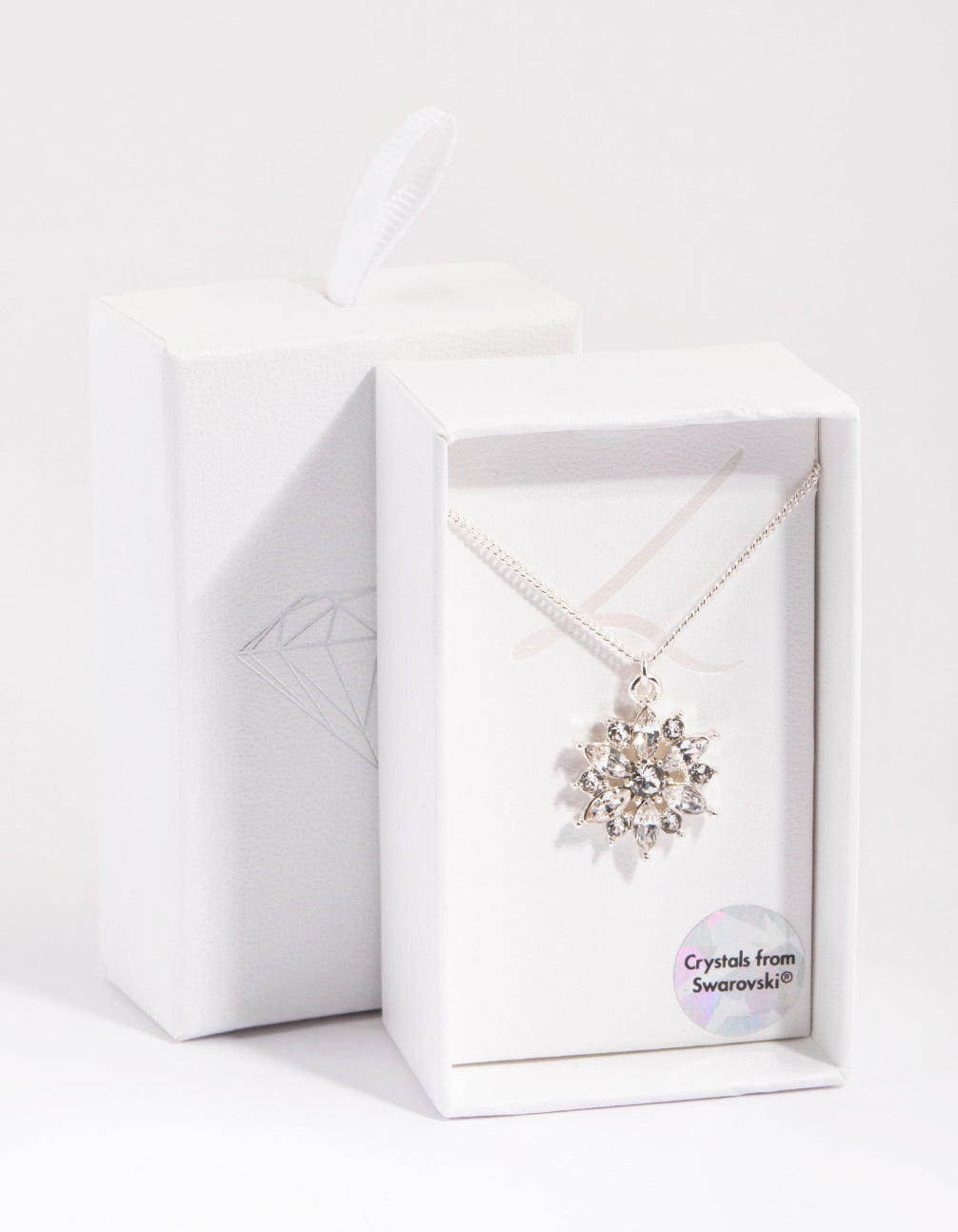 Silver Crystal Facet Flower Necklace
