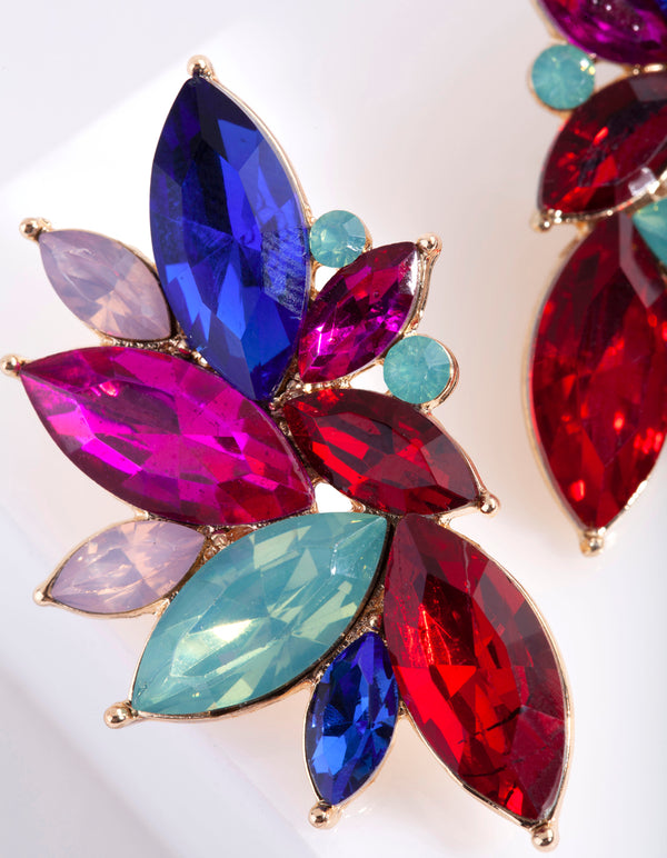 Multicoloured Marquise Cut Statement Earrings