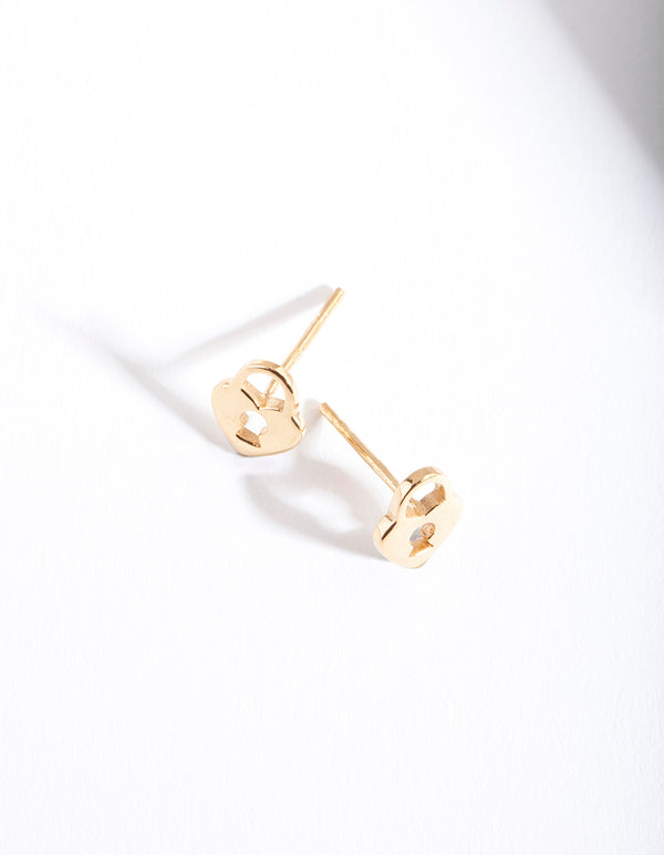Gold Plated Heart Shaped Padlock Stud Earrings
